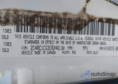 2012 Chrysler Town & Country Touring-L z USA, uszkodzony, nr VIN 2C4RC1CG3CR246130